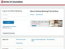 Tablet Screenshot of onlinebanking.bankofoklahoma.com
